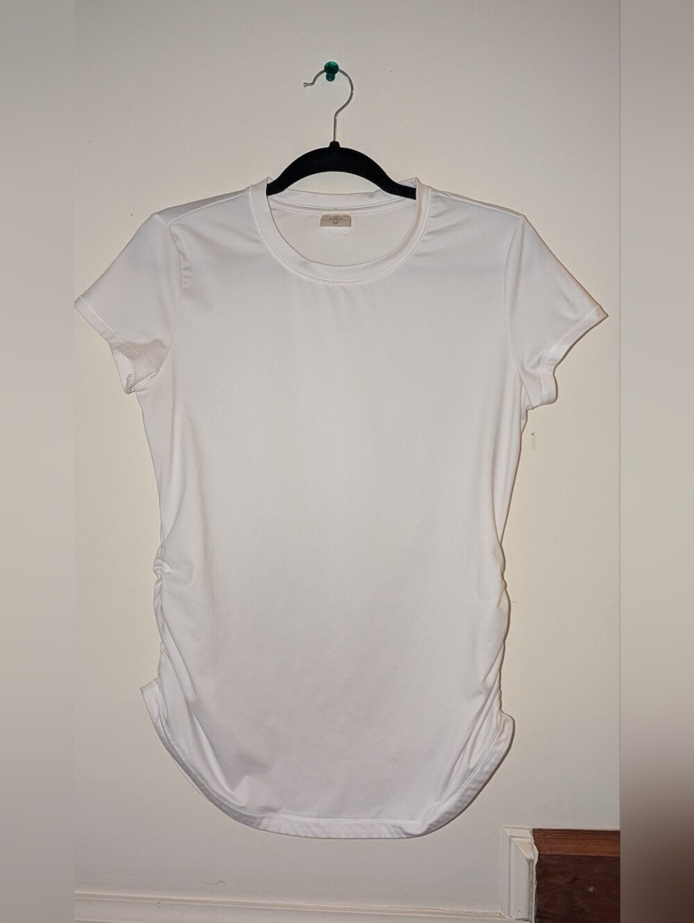 CALIA by Carrie Underwood White Short-Sleeve Crewneck Tee with Side Ruching M